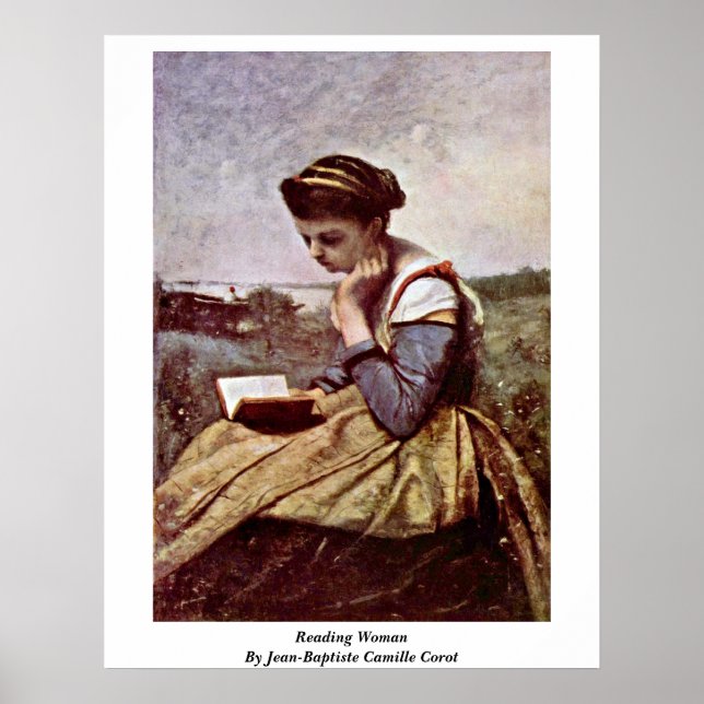 Reading Woman By Jean-Baptiste Camille Corot Poster (Front)