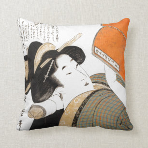 Reading Woman by Utamaro Cushion