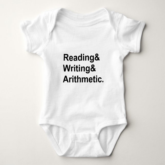 Reading Writing Arithmetic | The 3 R's of School Baby Bodysuit (Front)