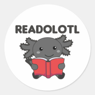 Readolotl An Axolotl That Reads Many Books Classic Round Sticker
