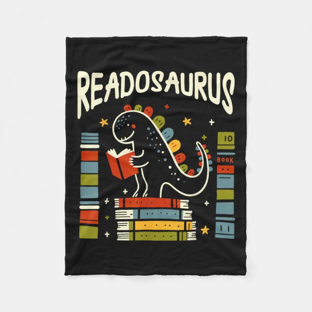 Readosaurus Funny Dinosaur Book Reading Lover Men  Fleece Blanket (Front)