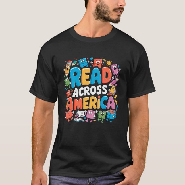 Reads Across Tee America Books Reader Reading Teac (Front)