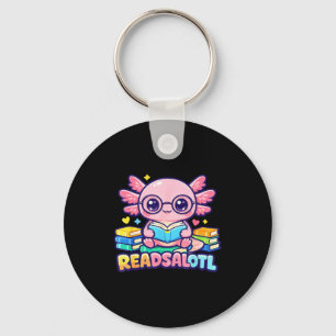 Readsalotl cute axolotl bookworm key ring