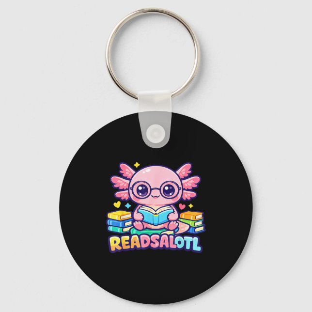 Readsalotl cute axolotl bookworm  key ring (Front)