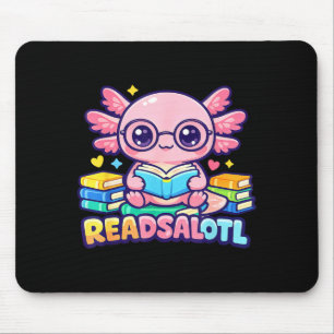 Readsalotl cute axolotl bookworm  mouse pad
