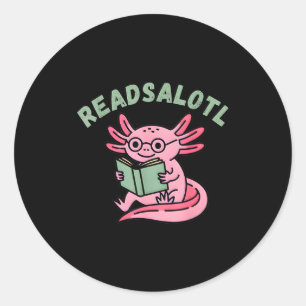 Readsalotl funny reading lover axolotl bookworm classic round sticker