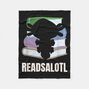 Readsalotl funny reading lover axolotl bookworm fleece blanket