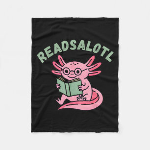 Readsalotl funny reading lover axolotl bookworm fleece blanket