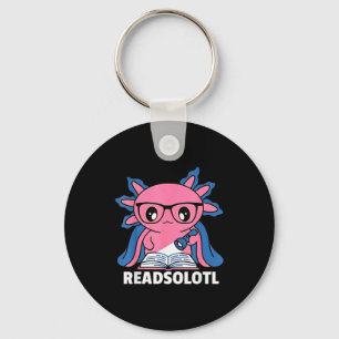 Readsolotl axolotl book lover funny reading kids key ring