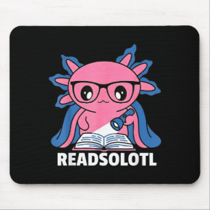 Readsolotl axolotl book lover funny reading kids mouse pad