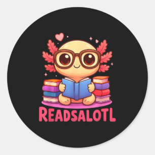 Readsolotl axolotl book lover funny reading women classic round sticker