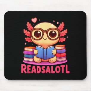 Readsolotl axolotl book lover funny reading women mouse pad