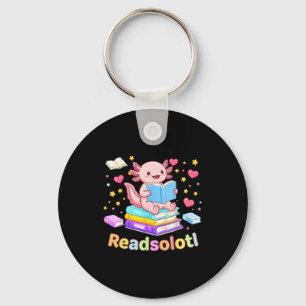 Readsolotl axolotl read books cool reading kids key ring