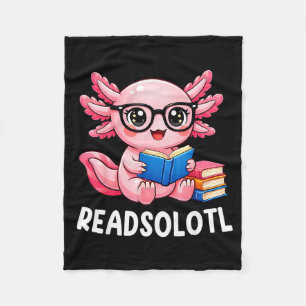 Readsolotl cute kawaii axolotl funny reading book fleece blanket