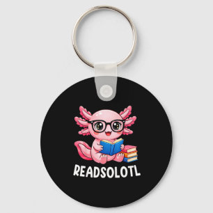 Readsolotl cute kawaii axolotl funny reading book key ring