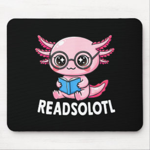 Readsolotl cute kawaii axolotl funny reading book mouse pad
