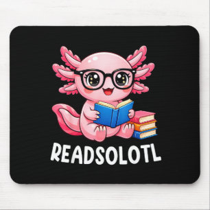 Readsolotl cute kawaii axolotl funny reading book mouse pad