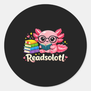 Readsolotl funny adorable pet axolotl bookworm classic round sticker