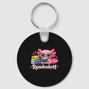 Readsolotl funny adorable pet axolotl bookworm key ring