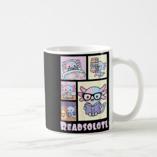 Readsolotl kawaii axolotl book lover funny reading coffee mug