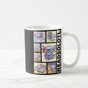 Readsolotl kawaii axolotl book lover funny reading coffee mug