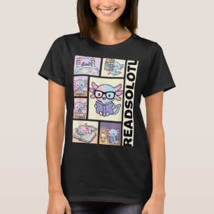 Readsolotl kawaii axolotl book lover funny reading T-Shirt