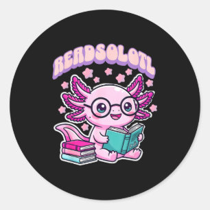 Readsolotl kawaii axolotl funny book reading lover classic round sticker