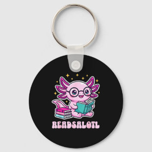 Readsolotl kawaii axolotl funny book reading lover key ring
