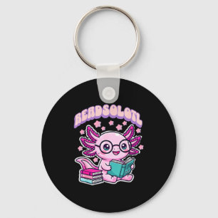 Readsolotl kawaii axolotl funny book reading lover key ring