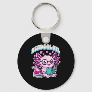 Readsolotl kawaii axolotl funny book reading lover key ring