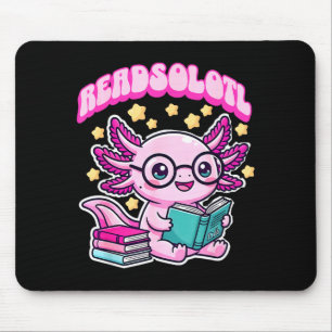 Readsolotl kawaii axolotl funny book reading lover mouse pad