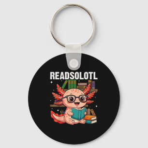Readsolotl kawaii axolotl funny reading book lover key ring