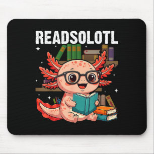 Readsolotl kawaii axolotl funny reading book lover mouse pad