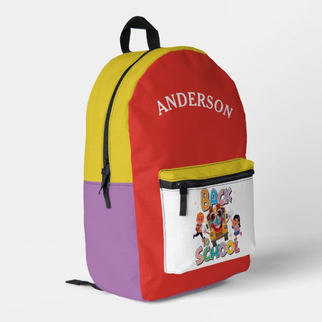 Ready Back To School Kids Personalised Name Printed Backpack (Back Corner Left)