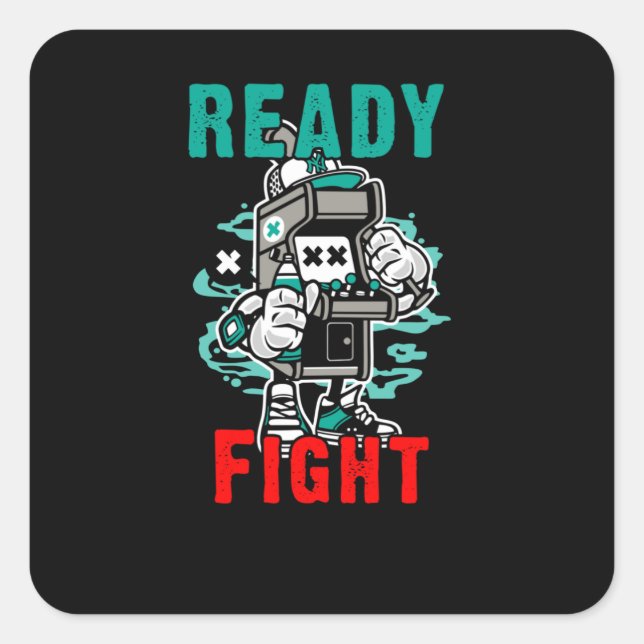 Ready Fight Square Sticker (Front)