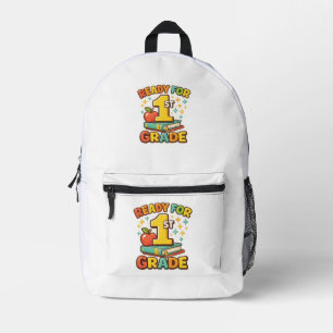 Ready for 1st Grade Retro Apple Book First Day Printed Backpack