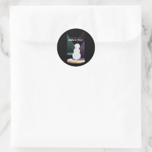 Ready for a Little Snow and tell Discoball Snowman Classic Round Sticker