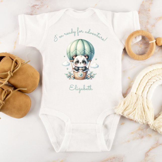 Ready for Adventure Personalised Panda Balloon Baby Bodysuit (Creator Uploaded)