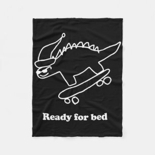Ready For Bed Dinosaur Skateboarding  Fleece Blanket