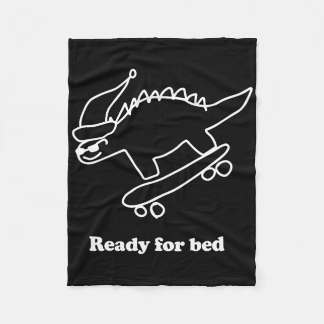 Ready For Bed Dinosaur Skateboarding  Fleece Blanket (Front)
