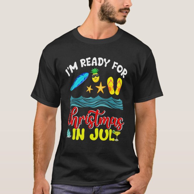 Ready For Christmas In July Beach Surf Flip Flops T-Shirt (Front)
