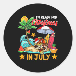 Ready For Christmas In July Cute Santa Grouper Fis Classic Round Sticker