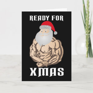 Ready for christmas muscle Santa Claus Holiday Card