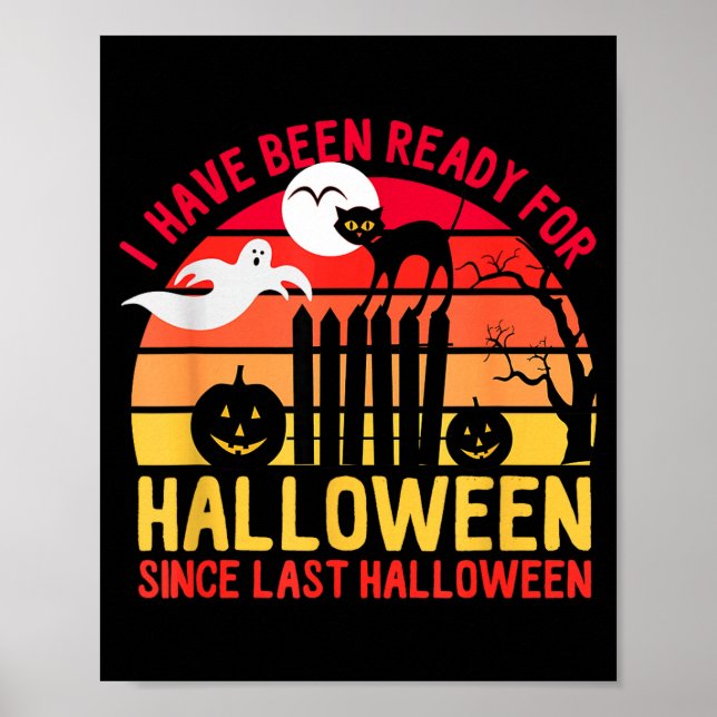 Ready for halloween cat ghost pumpkins  poster (Front)