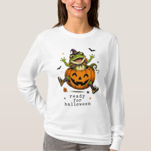 Ready For Halloween Cute Witch Frog Pumpkin Patch T-Shirt