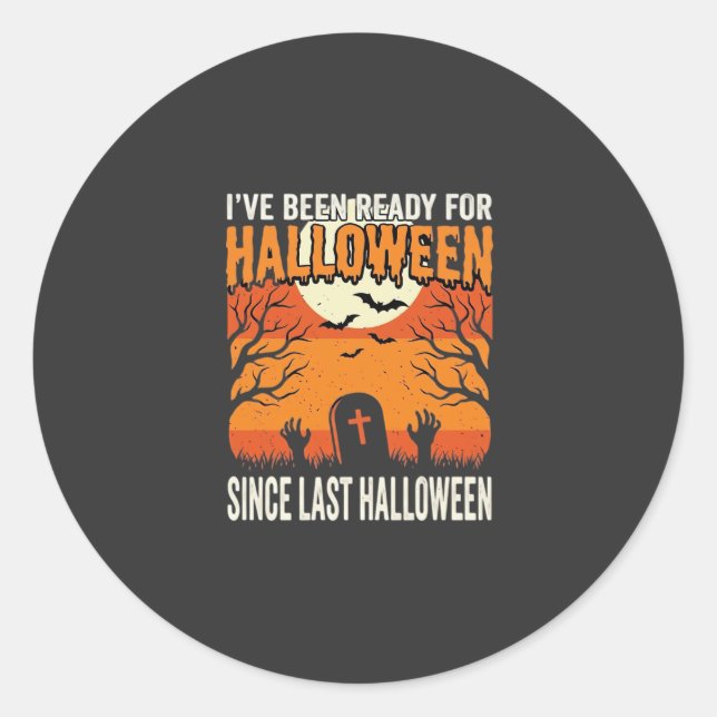 Ready For Halloween Graveyard Design_1 Classic Round Sticker (Front)
