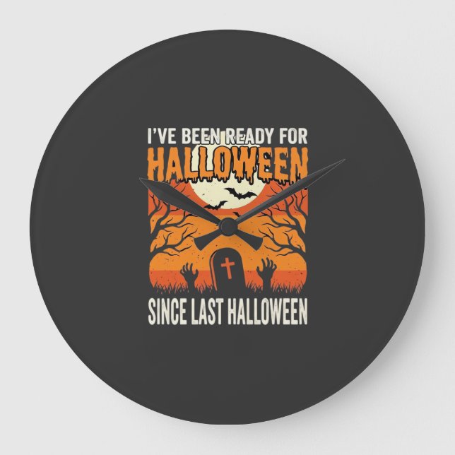 Ready For Halloween Graveyard Design_1 Large Clock (Front)