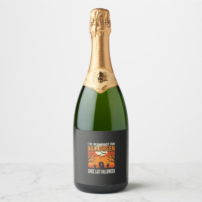 Ready For Halloween Graveyard Design_1 Sparkling Wine Label (Front)