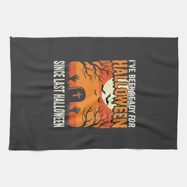 Ready For Halloween Graveyard Design_1 Tea Towel (Horizontal)