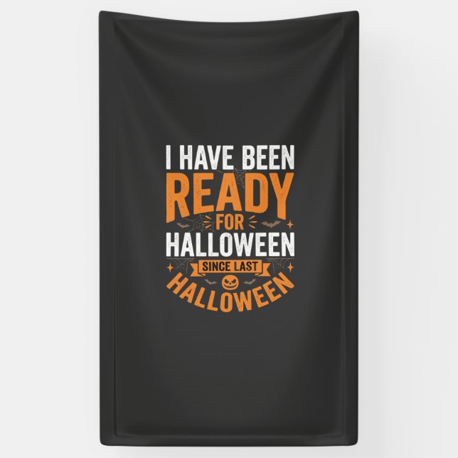 Ready For Halloween Pumpkin Skull Design Banner (Vertical)